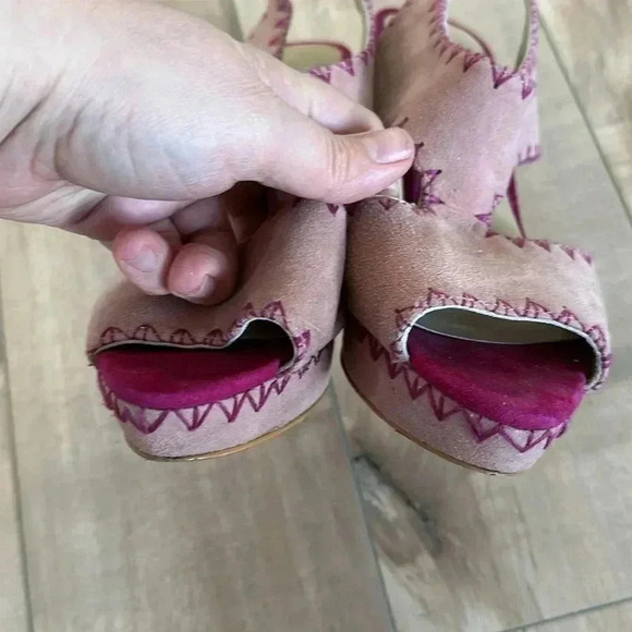 Paco Gil Pink Suede Leather Heels Sz 8.5 - Picture 8 of 9